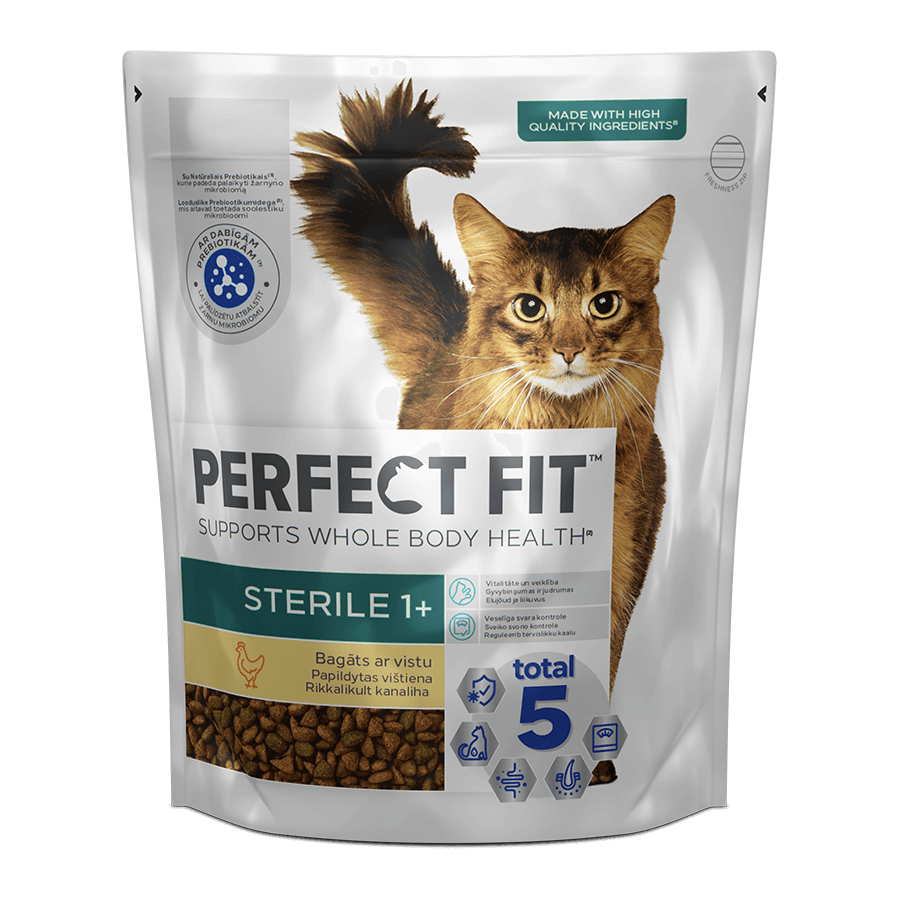 Perfect Fit™ Sterile visavertis ėdalas sterilizuotoms katėms su vištiena